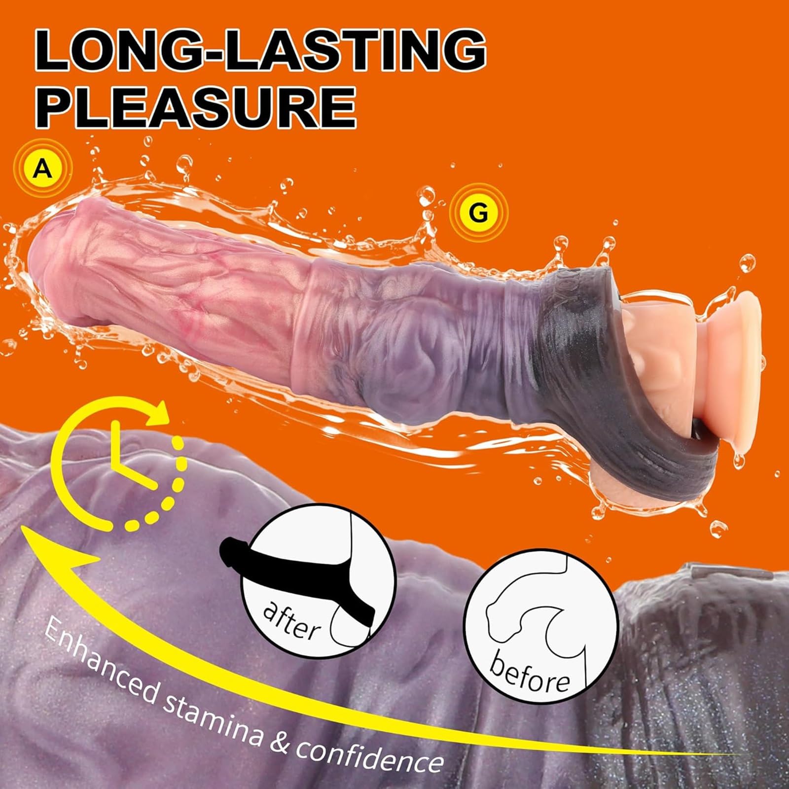 Fantasy Monster Cock Sleeve - Estensore del pene, Manica del pene di cavallo con anello, Estensione in silicone morbido, Ritardo dell'eiaculazione Giocattolo sesso anale punto G for uomini e coppie(M)