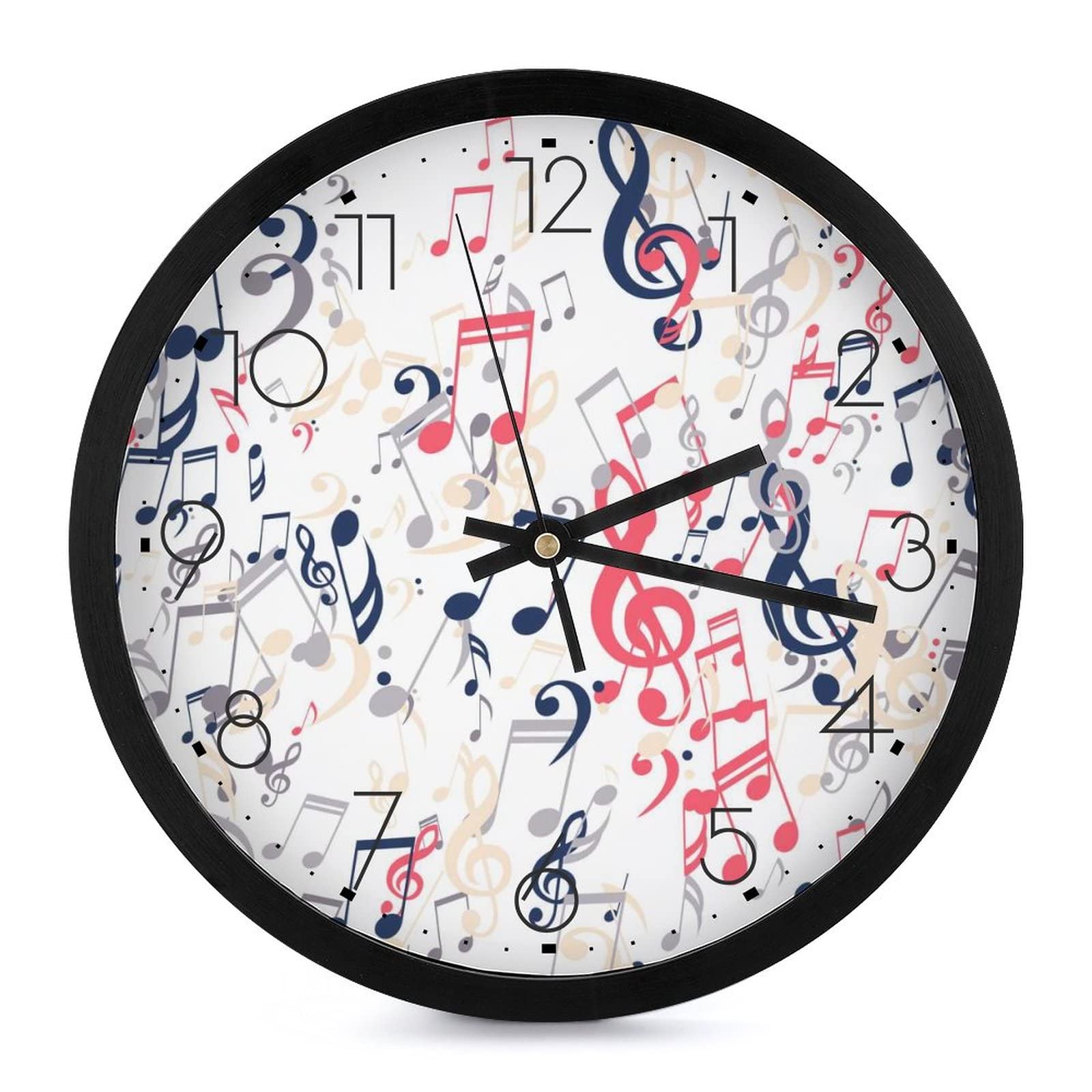 Pendule murale silencieuse moderne avec notes de couleur pour salon et cuisine