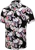 Camisa Hawaiana SheLucki para Hombre, Unisex Verano Playa Casual Manga Corta con Botones, Estampado Palmshadow 1