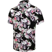 Hawaiian Shirt for Men, Unisex Summer Beach Casual Short Sleeve Button Down Shirts, Printed Palmshadow Clothing