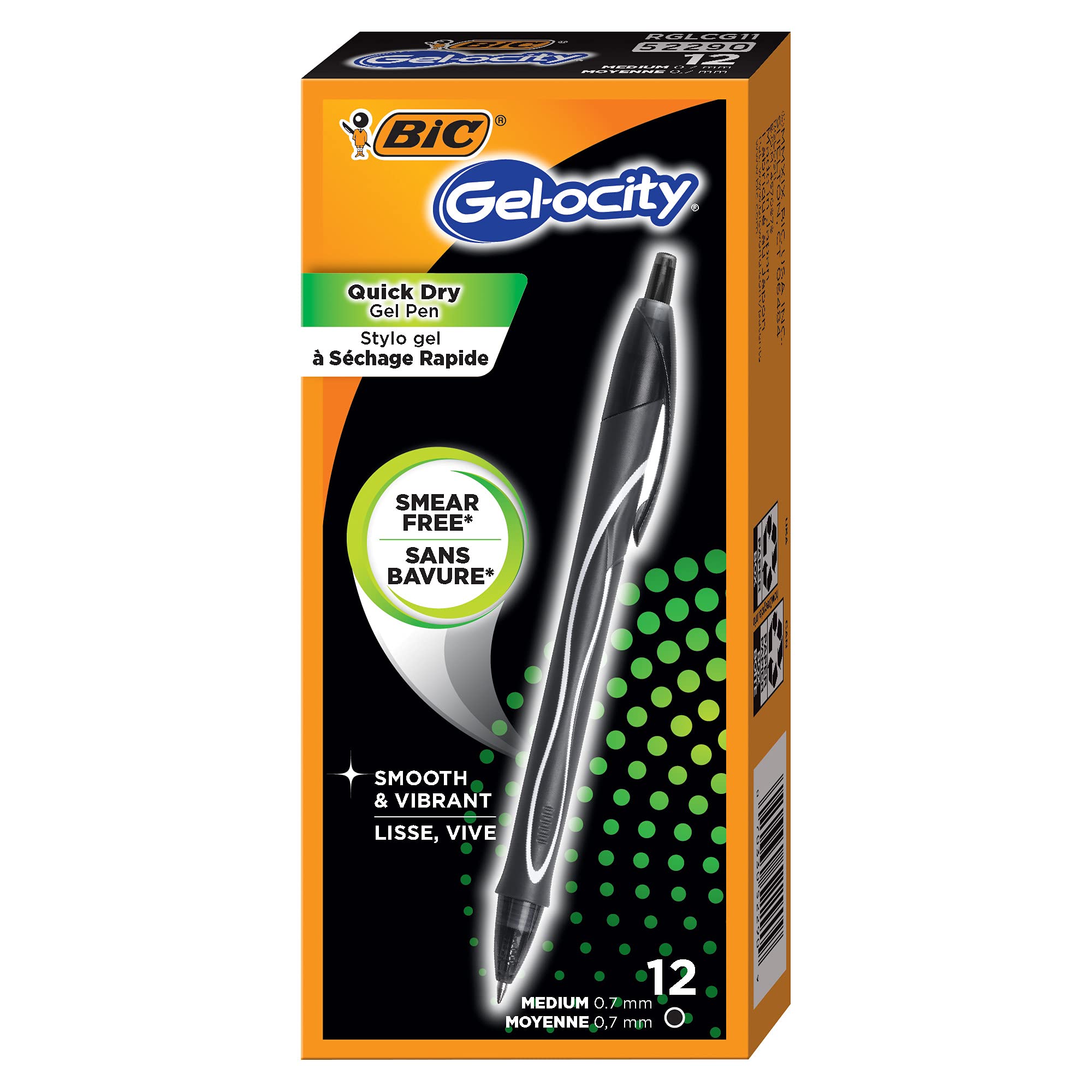 BIC Gel-Ocity Quick Dry Gel Pens Medium Point Retractable 0 7mm Black Ink Gel Pen 12-Count- Pack of — view 7