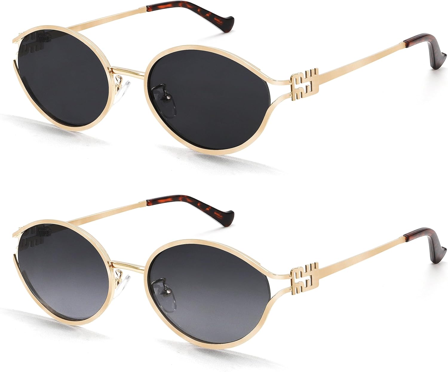 BOTEN Retro Oval Sunglasses for Women Men Small 90s Sun Glasses Trendy Gold Frame Round Shades Cute Designer Sunnies