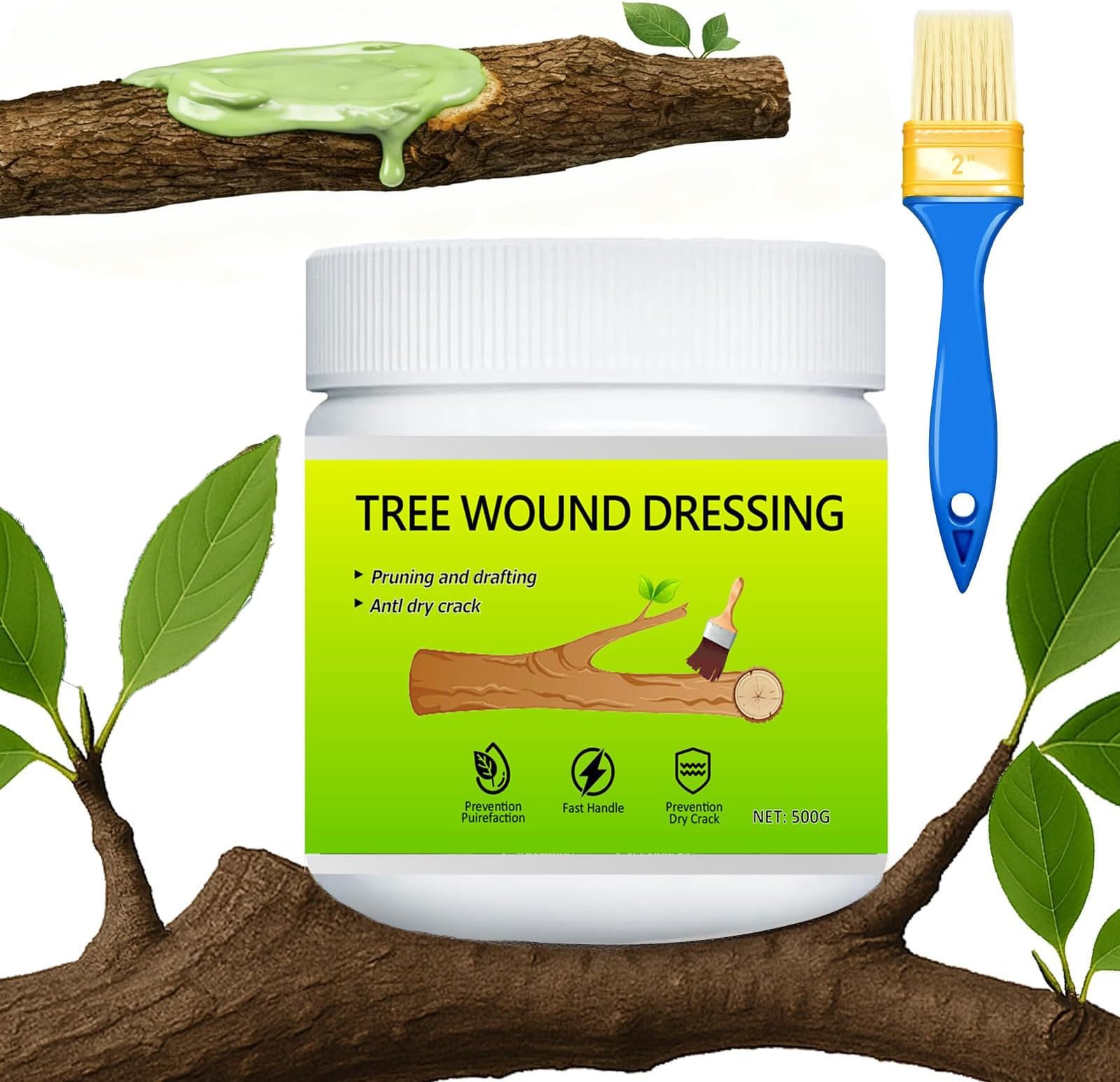 Upgrade Tree Wound Sealer & Dressing, 500g Tree Pruning Sealer for Cut, Damaged Bark, Grafting – Effective Tree Repair Sealant for Shrub, Bonsai, Rose, Orchard Horticulture Grade Seal Formula