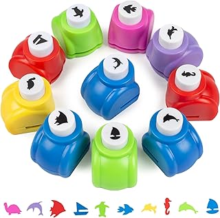LoveInUSA Punch Craft Set, 10 Pack Hole Punch Shapes, Single Crafting Scrapbook Punches, Penguin, Seahorse, Dolphin, Sailb...