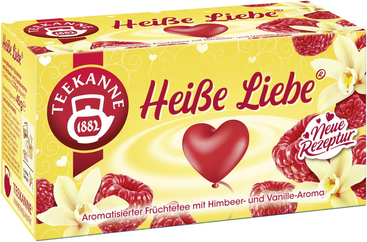 Teekanne Heiße Liebe Früchtetee mit Himbeer- & Vanille-Aroma, 45 g