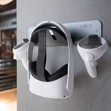 VRGE VR Wall Mount Storage Stand Hook - for Meta/Oculus Quest 3/2 - Rift-S - HTC Vive Pro - PS5 VR2 - Valve Index and Mixed Reality Headsets