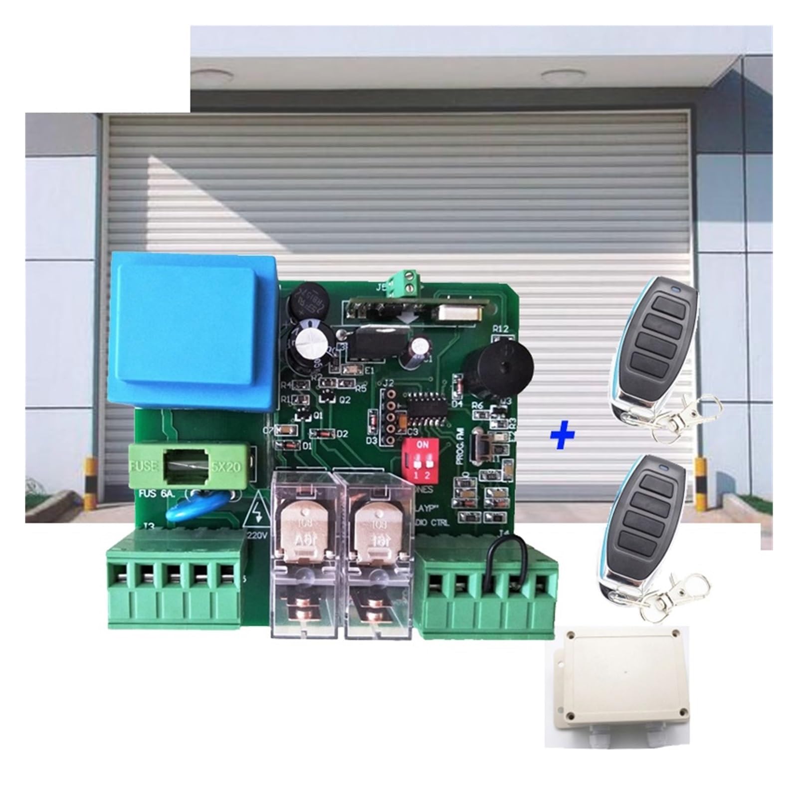 1 récepteur + 2 télécommandes 220v, volet roulant, récepteur Rf, télécommande Hcs301 Rf(2PCS Remote)
