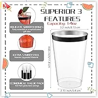 Vista 2 de Zubebe 100 vasos de plástico con borde de 14 onzas, vasos de vino desechables transparentes duros con borde, elegantes vasos de cóctel desechables
