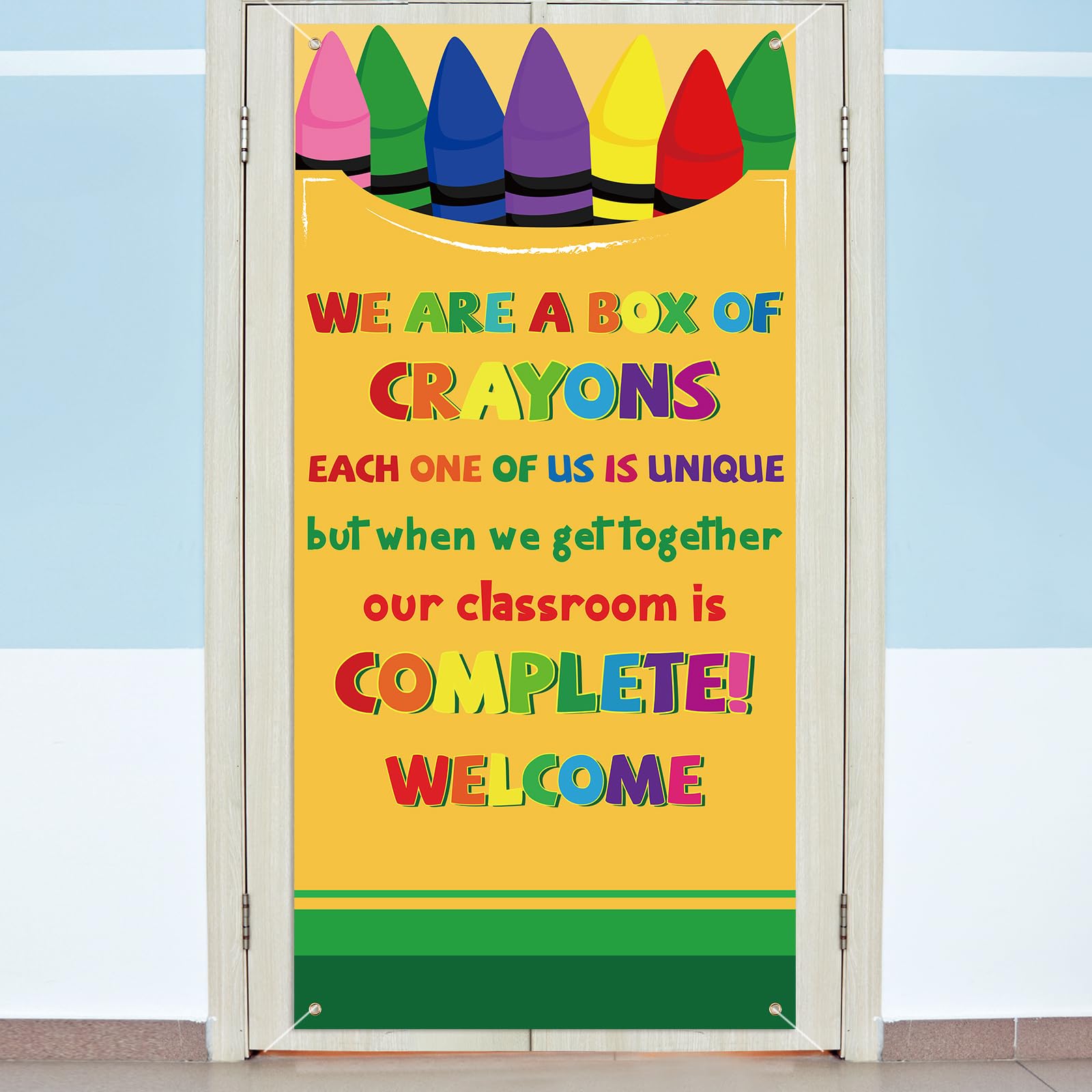 HunnmingRe Composition Notebook Crayon Classroom Decor First Day of School Door Cover Welcome Crayon Banner Composition Notebook Wall Door Decor Porch