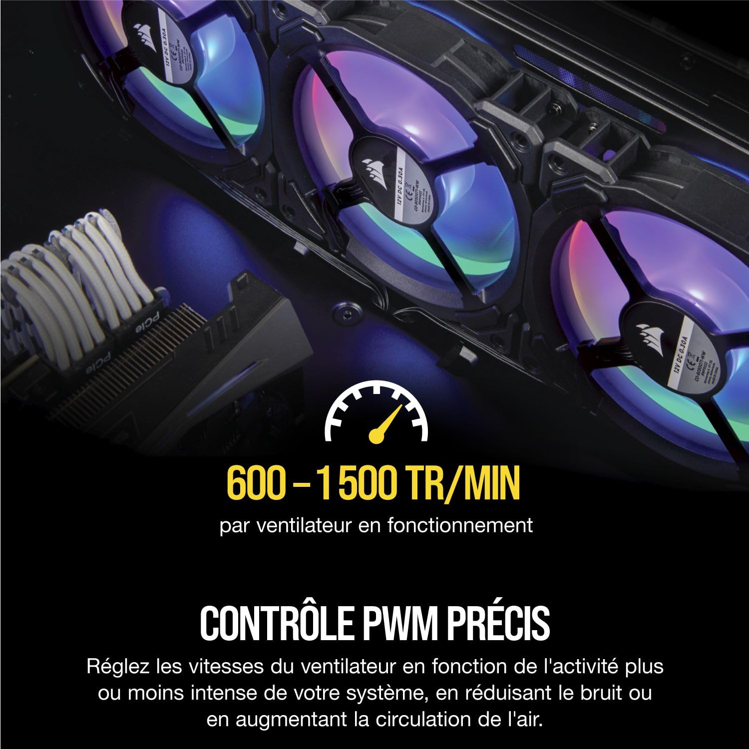 Corsair LL120 RGB, Ventilateur de Boitier Dual Light Loop RGB LED PWM 120mm avec Lighting Node et Hub (Triple Pack)