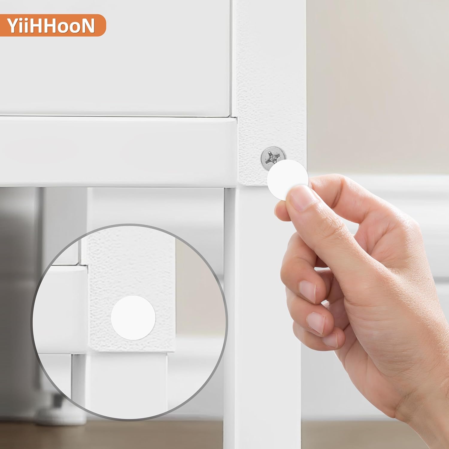 12 Sheets White Screw Covers, 1160 Hole Covers and 100 White Self Adhesive Screw Caps for Cabinets, Tabletops, Closets, Dressing