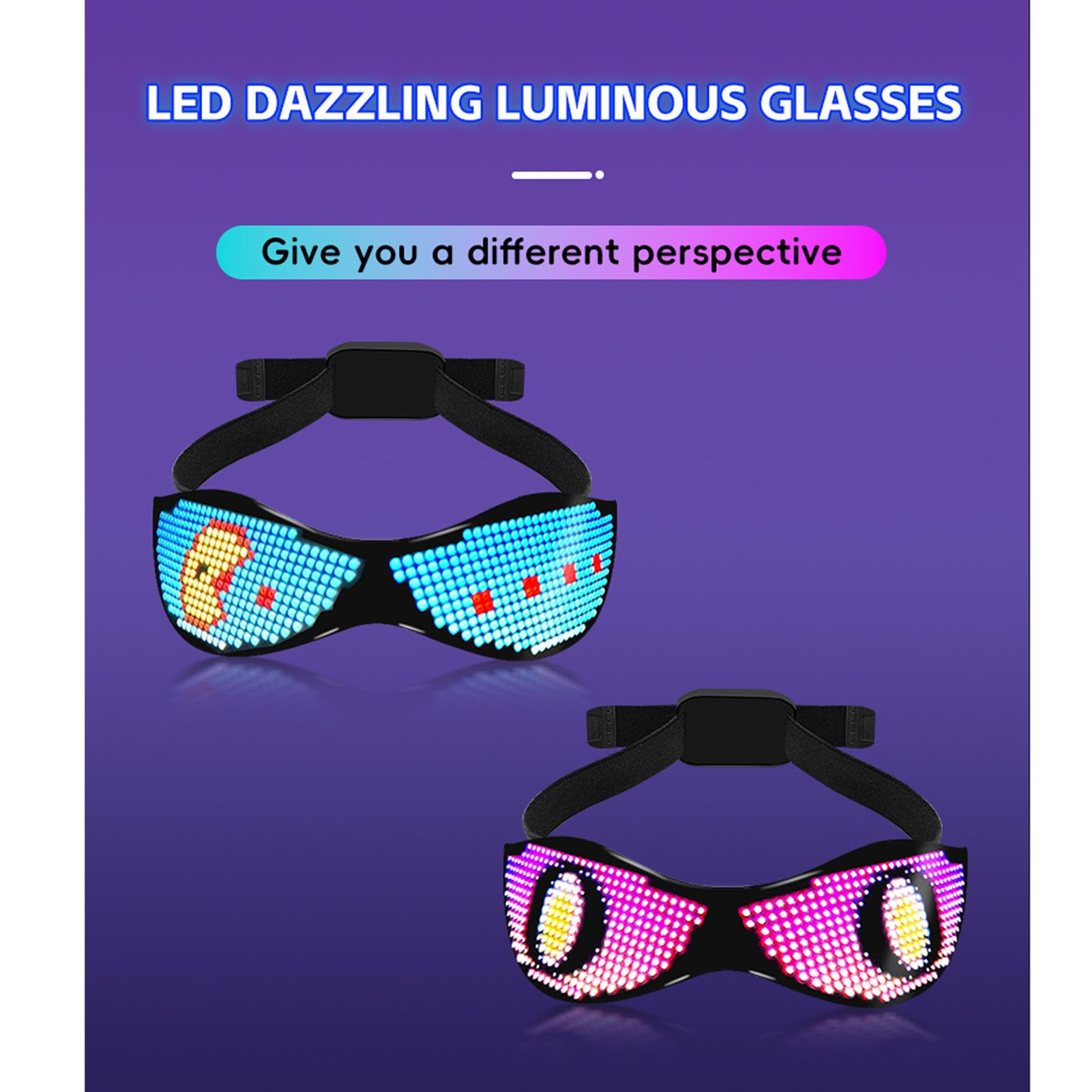Okulary LED do Cosplay, Programowalne Upominki na Przyjęcie Przez na świąteczne Przyjęcia Urodzinowe z Okazji Wszystkich Świętych, Lżejsze, Dostosowuj Samodzielnie, ładowanie