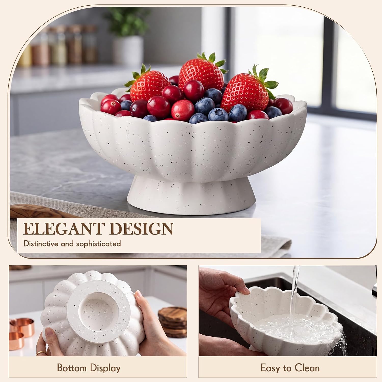 8" White Scalloped Bowl Pedestal Home Decoration