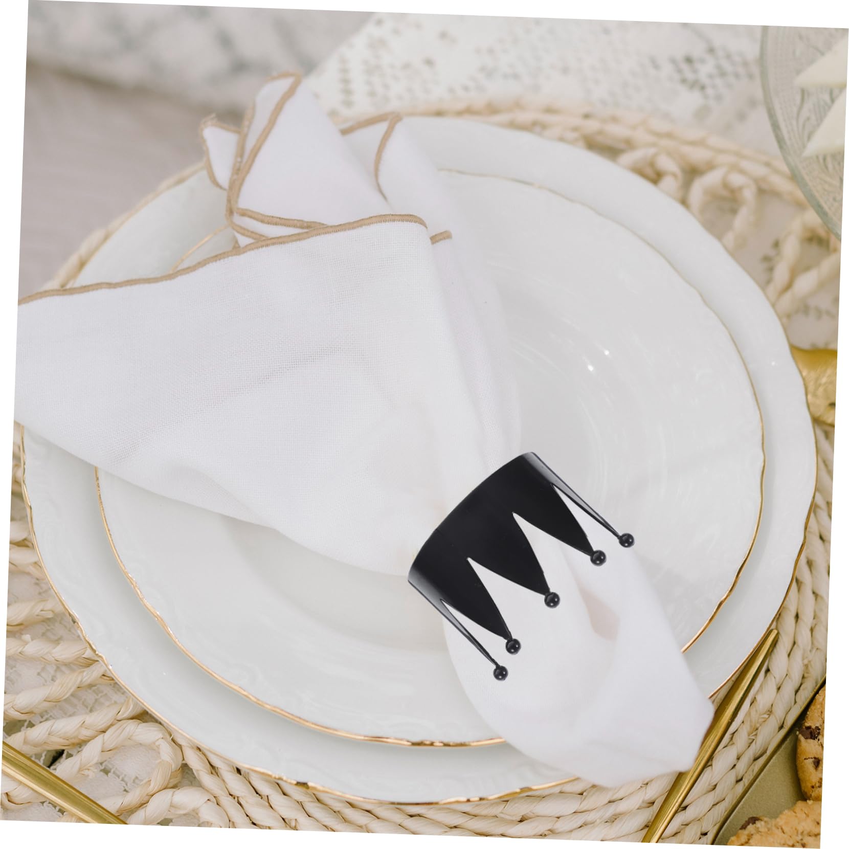 5 Set Fibbia Del Tovagliolo Natale Orgoglio Carino Corone Tovagliolo Della Cena Portatovaglioli Per Banchetti Portatovagliolo Decorativo Porta Tovaglioli Lega Nero 4 Pezzi*5