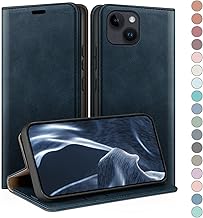 for iPhone 13 5G 6,1" Wallet case with RFID Blocking PU Leather,Credit Card Holder,Flip Folio Book Phone cases Shockproof Cover Women Men for Apple 13 case Dark Blue
