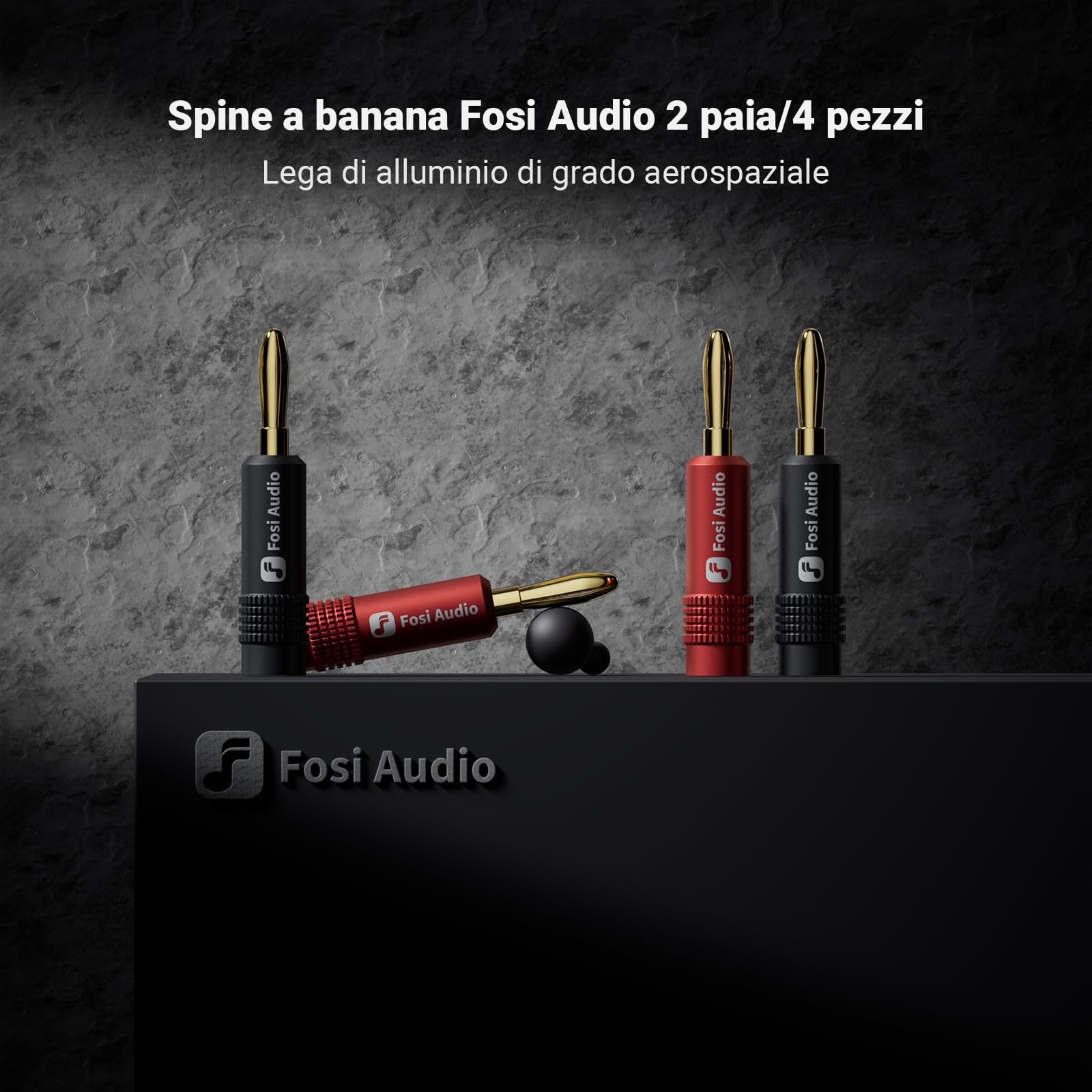 Fosi Audio Banana Plugs per altoparlanti placcate in oro, 2 coppie (4 PCS)