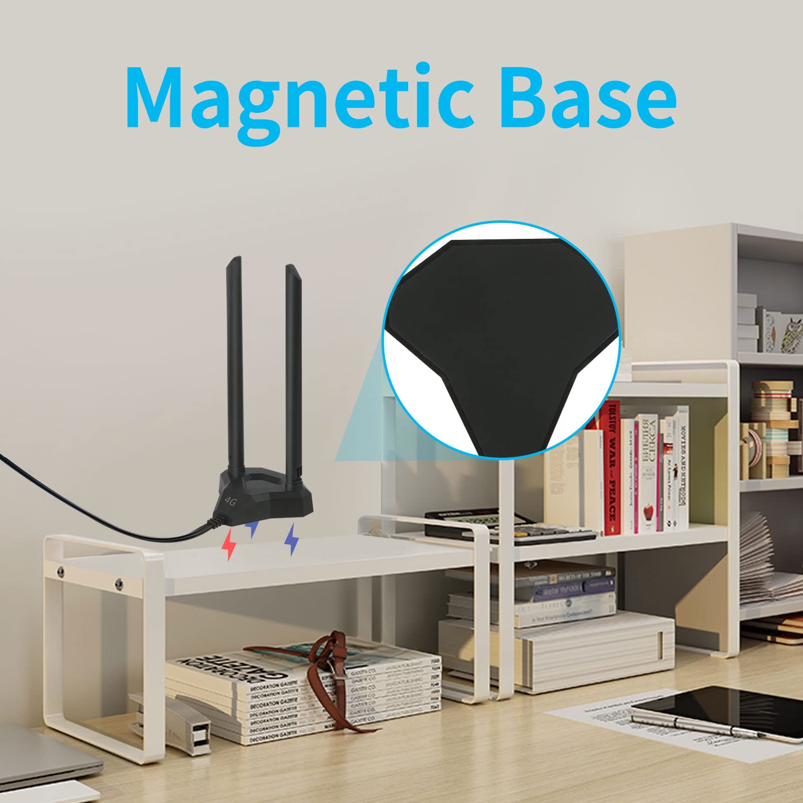 Antenne réseau 4G LTE 8dBi SMA/TS9 avec câble RG174 Base magnétique pour routeur Industriel Mobile sans Fil Netgear Huawei ZTE TP-Link Modem passerelle cellulaire