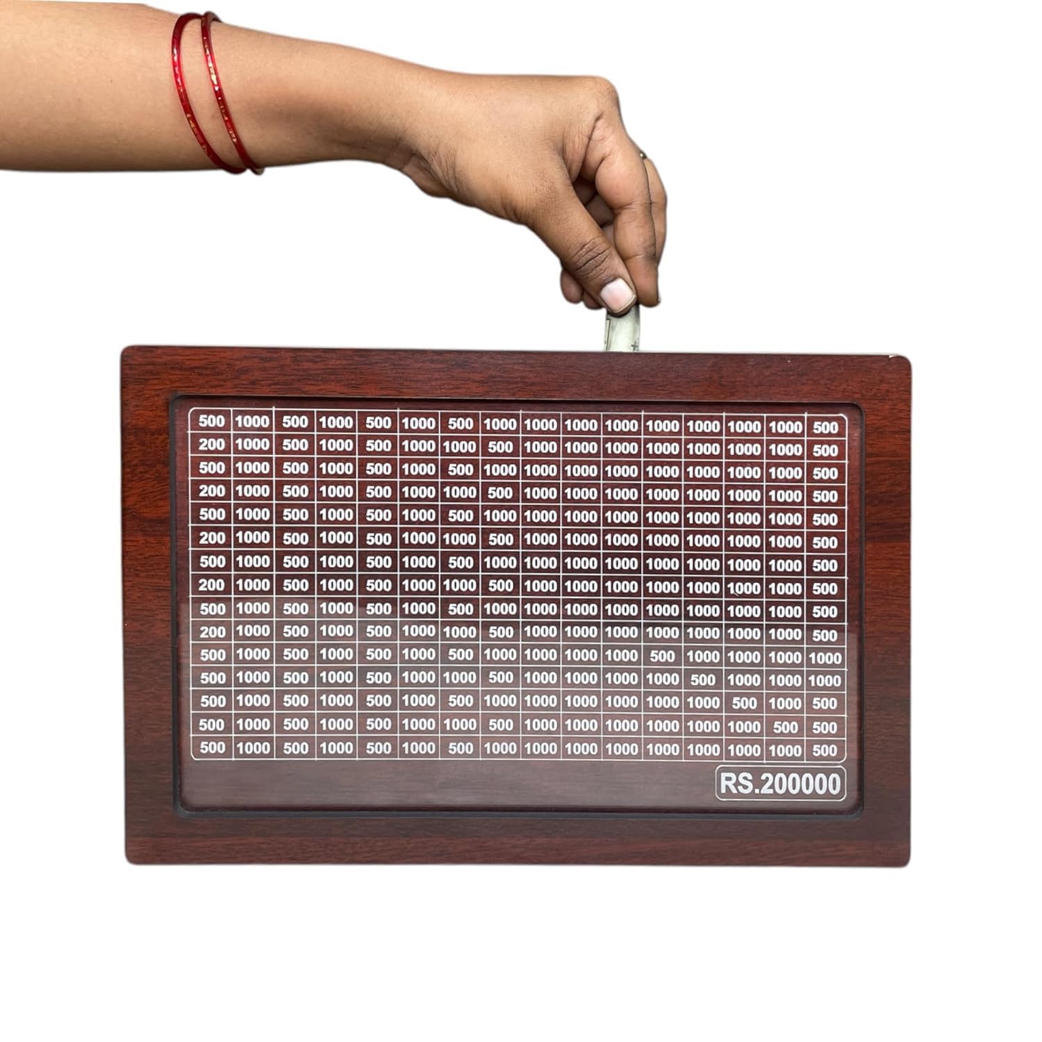 NAVIGATOR CRAFT Wooden Money Savings Box | Cash Saver Money Box with Counting Target | ₹2,00,000 Savings Challenge Wooden Piggy Bank for Kids & Adults | Piggy Bank with Numbers-image-28