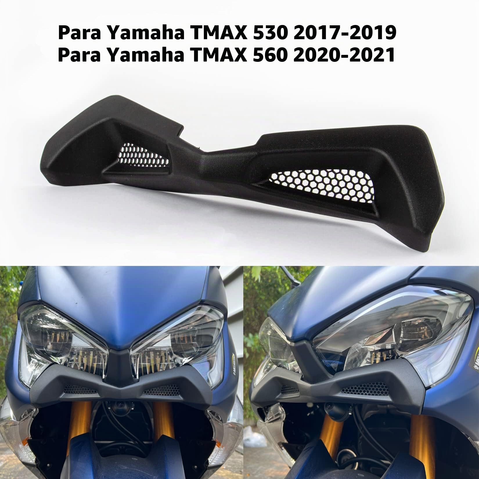 Decoración de Entrada de Aire Apta para TMAX 530 2017-2019 y para Tmax 560 2020-2021 PSLER Accesorios de Alerón para Cubierta de Aleta Delantera de Motocicleta
