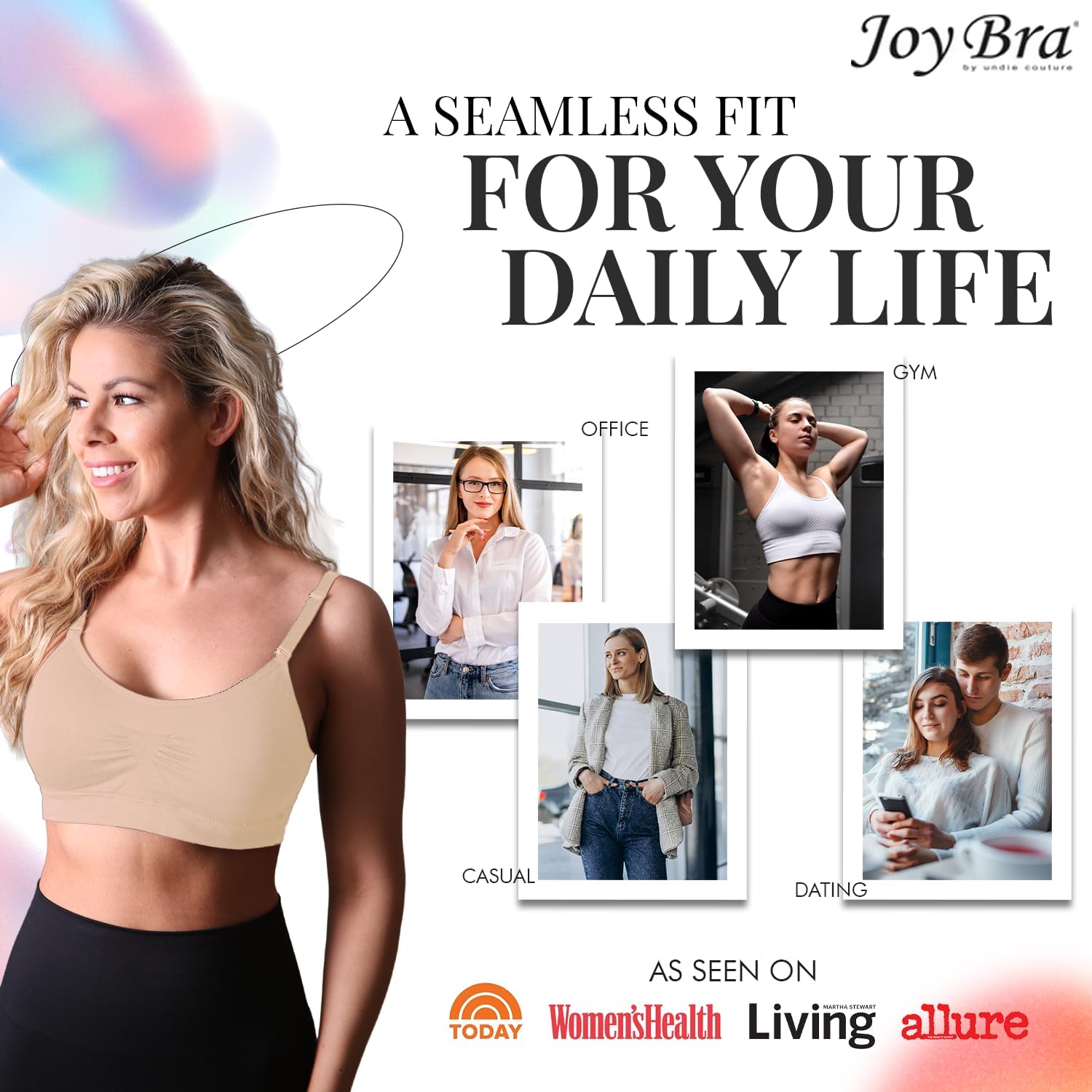 Lace Back Scoopneck Wireless Bra | Seamless Bras for Women | Removable Pads | Adjustable Straps | One Size - Image 7