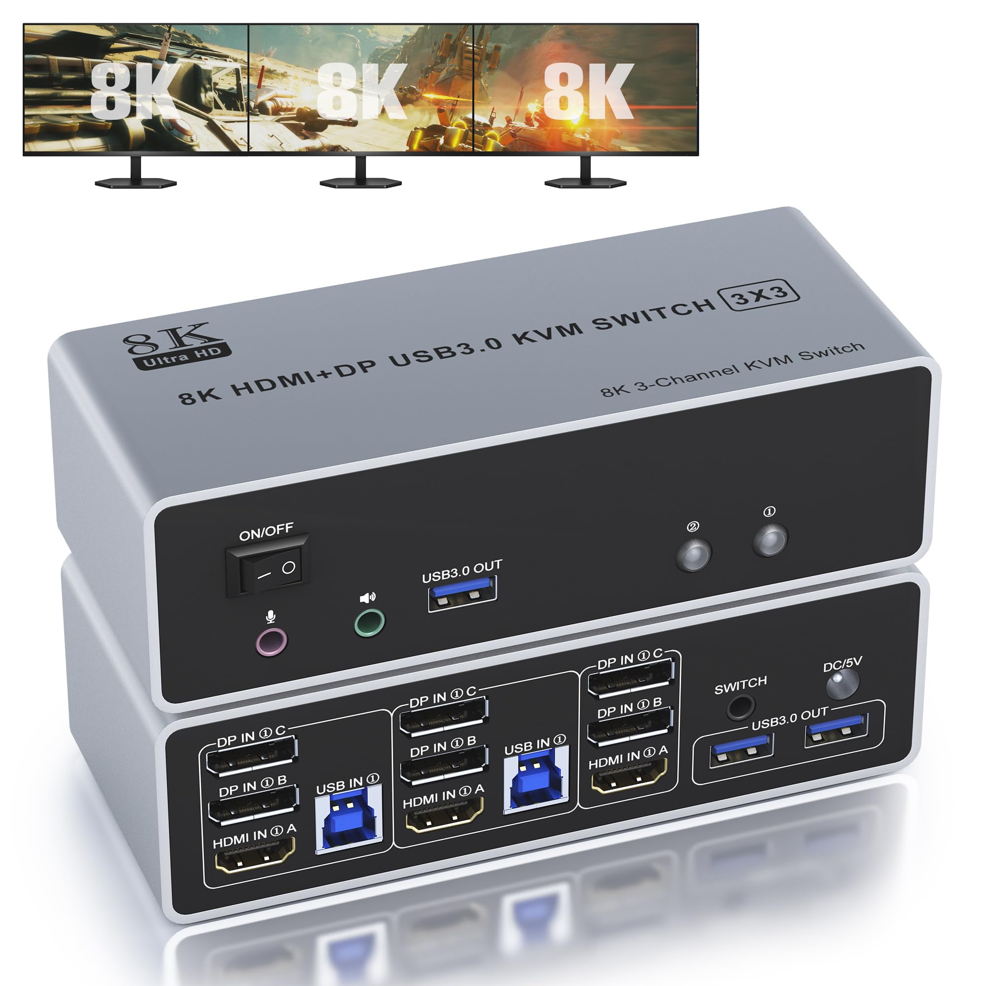 2 Displayport + HDMI KVM Switch Triple Monitor for 2 Computers-picture-19