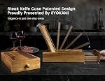 SYOKAMI Steak Knives Set of 6 with Drawer Organizer, 4.8 Inch High Carbon Japanese Style Non Serrated Meat Knife with Wood Handle, Damascus Pattern Full Tang Design, Razor-Sharp Dinner Knives