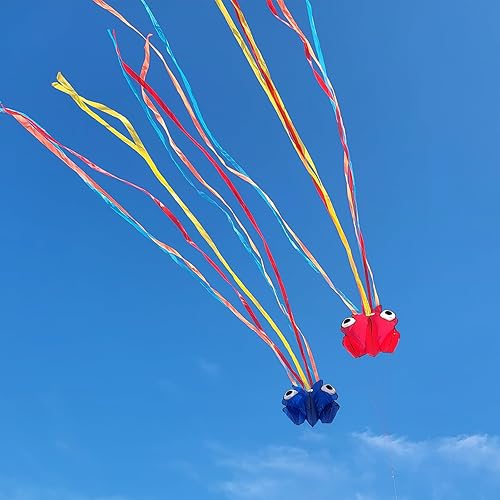 Miniatura 4 de Simxkai Paquete de 2 cometas de pulpo para niños y adultos, 28 x 158 pulgadas, cometa de playa 3D grande y suave fácil de volar para niños y niñas