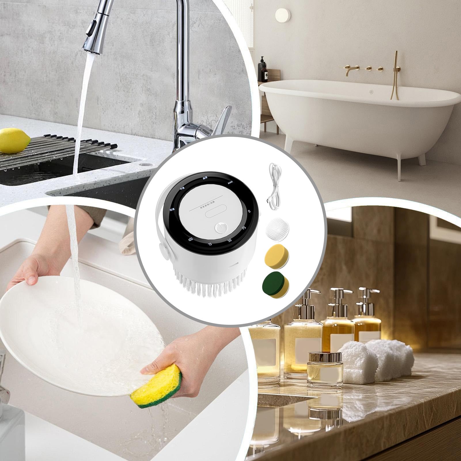 Scrubber Elettrico Per Doccia Senza Fili Robusto, Automatico e Impermeabile