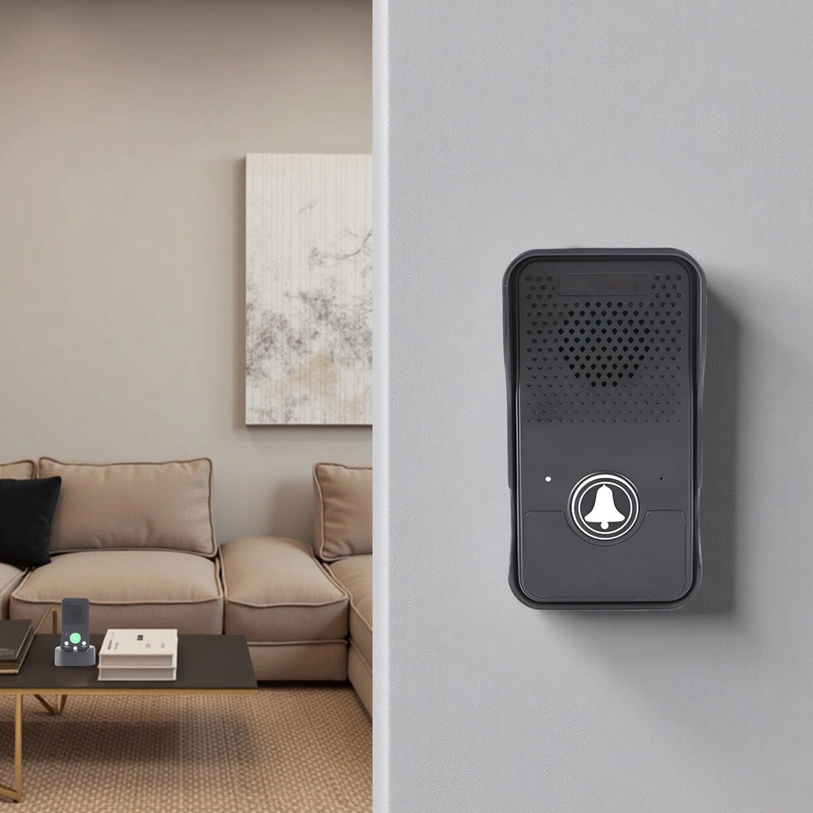 Timbres inalámbricos con intercomunicador de voz para el hogar, dúplex completo, manos libres, largo alcance, volumen ajustable, impermeable, sin cableado, sin red, llamada de una tecla, indicador LED