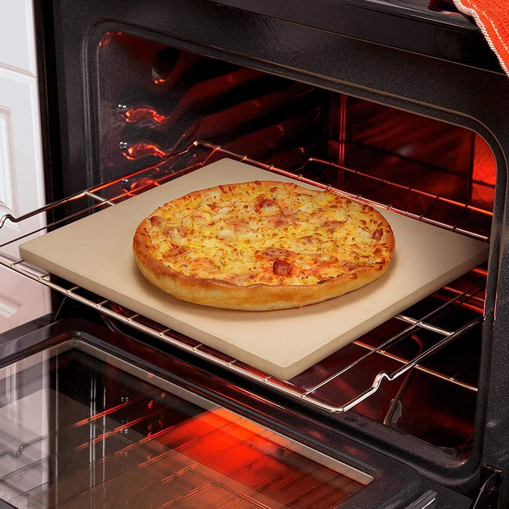 Pizzastein, Cordierit Pizza-Pfanne, Back-Servierwerkzeug, Pizza-Werkzeug-Set für Pizza, Kuchen, Brot, Kuchen, Kekse im Ofen, BBQ & Grill