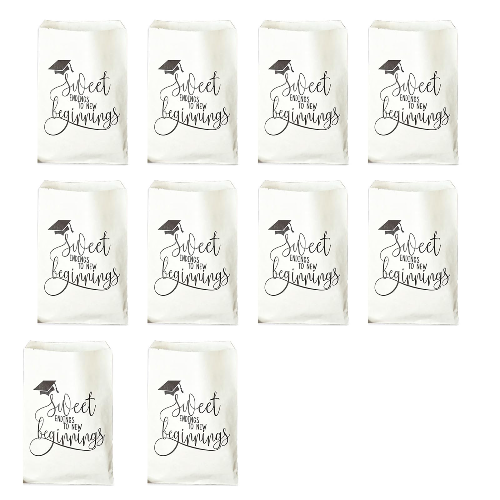 Uqezagpa 10 Counts Class of 2025 Graduation Treat Bags Paper Candy Cookie Pouches Party Treat Bags for Graduation Celebrations School Party Decoration