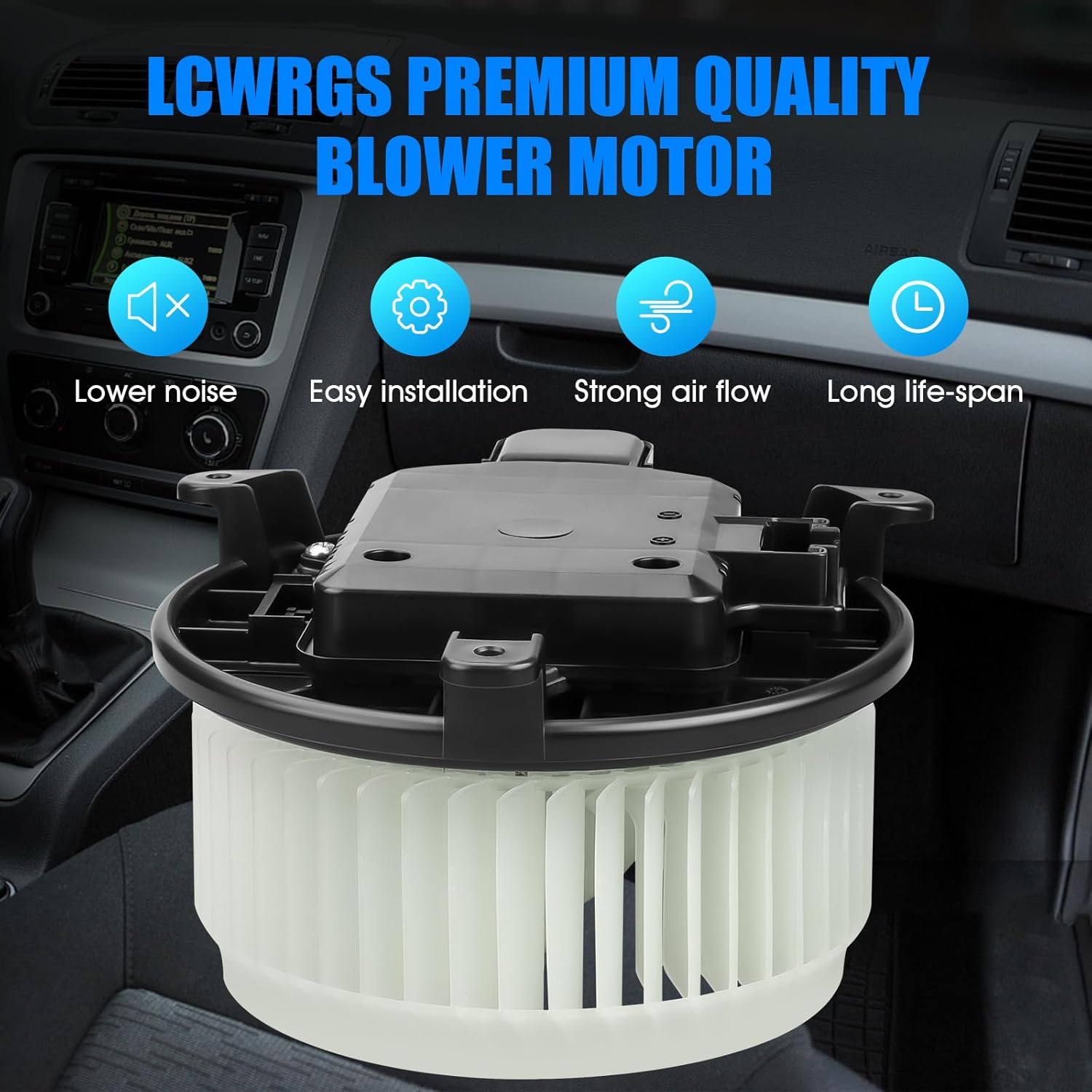 Front AC Blower Motor with Brushless Motor Fits for Toyota Sienna Sequoia 2008 2009 2010 2011 2012 2013 2014 2015 2016 2017 HVAC Heater Blower Motor Fan Replaces# 700298 871030C051 75050