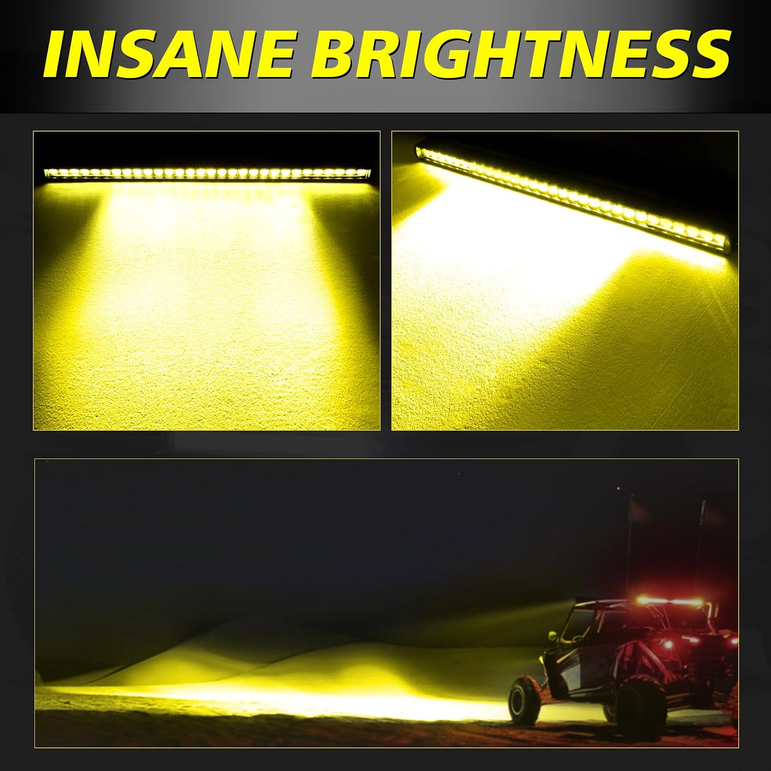 40 Inch Amber LED Light Bar Kit, AKD Part 210W OSRAM LED Slim Single Row Light Bar w/Wiring Harness Black Cover Driving Light Roof Lights for Truck UTV SUV Toyota Can-Am Honda Bronco Subaru
