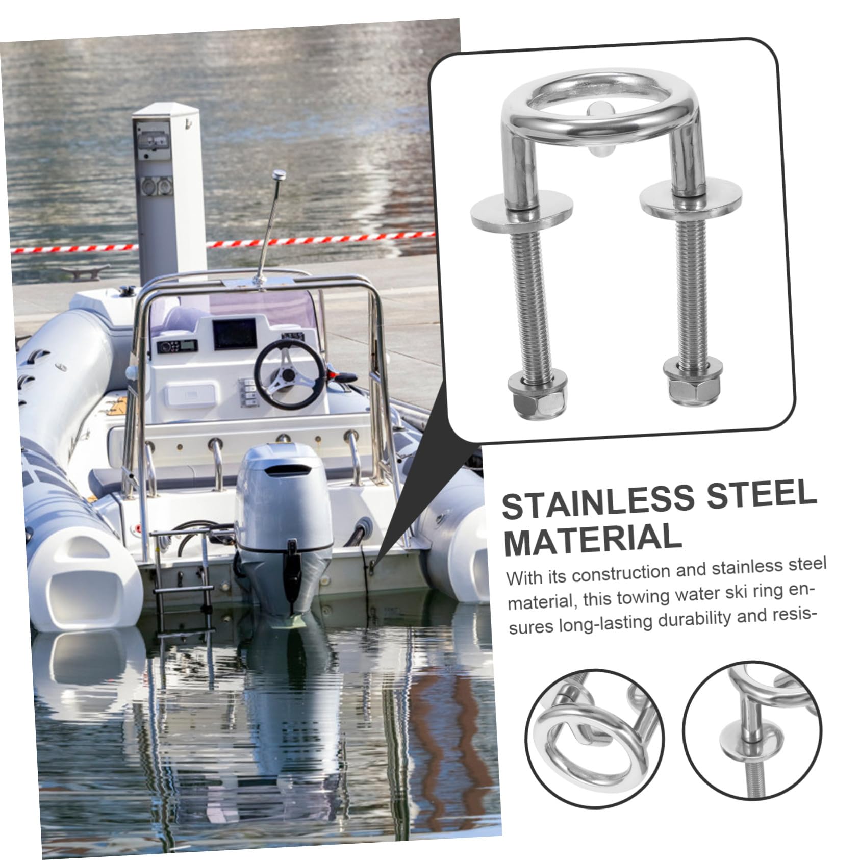 Gatuida Gancio Traino Sci Nautico 62mm in Acciaio Inossidabile per Barca | Argento, per Yacht e Imbarcazioni, Accessorio Hardware per Traino su Acqua