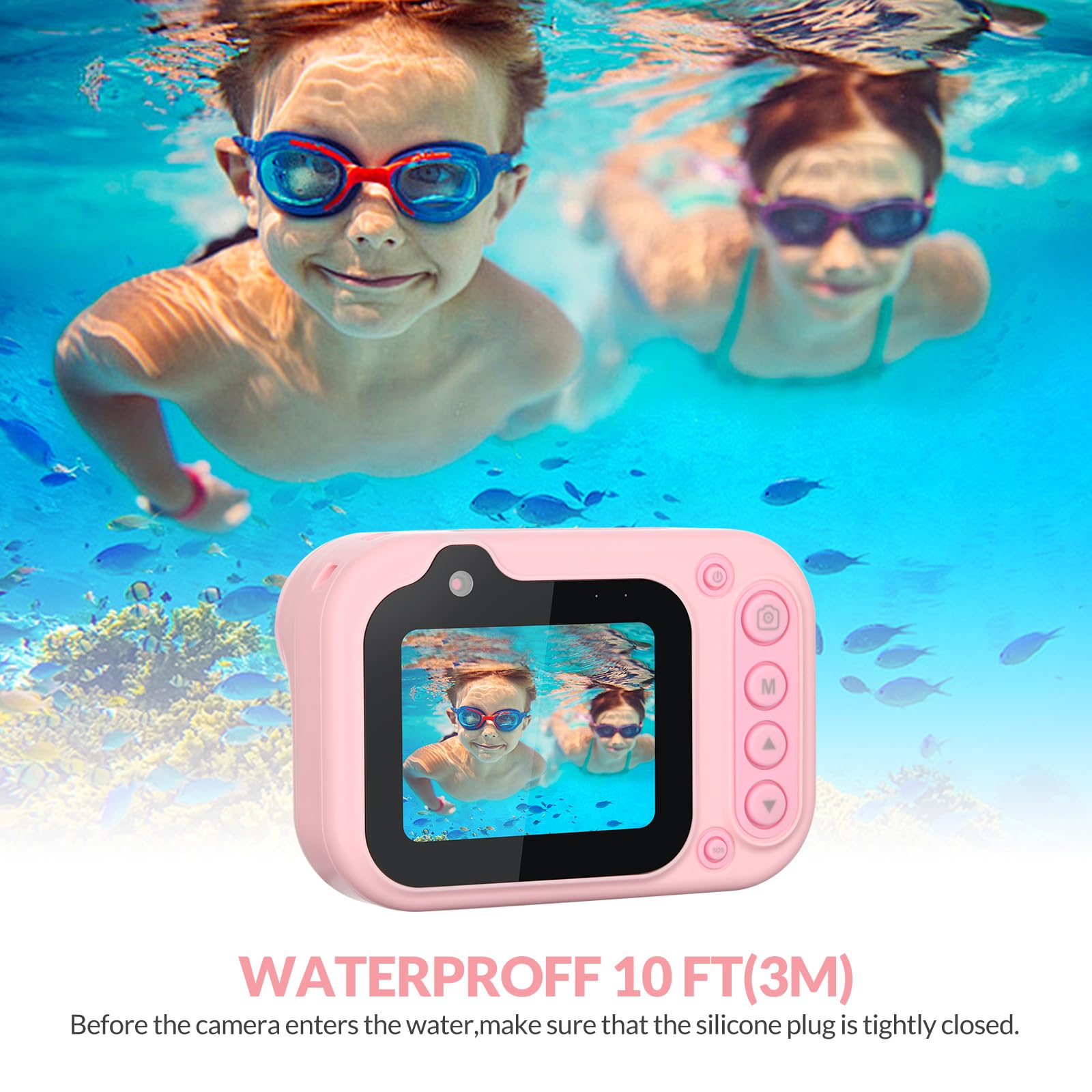 Appareil Photo Numérique Enfant étanche - 48 MP, Vidéo 1080p, écran 6.1 Cm, Carte 32 Go Incluse