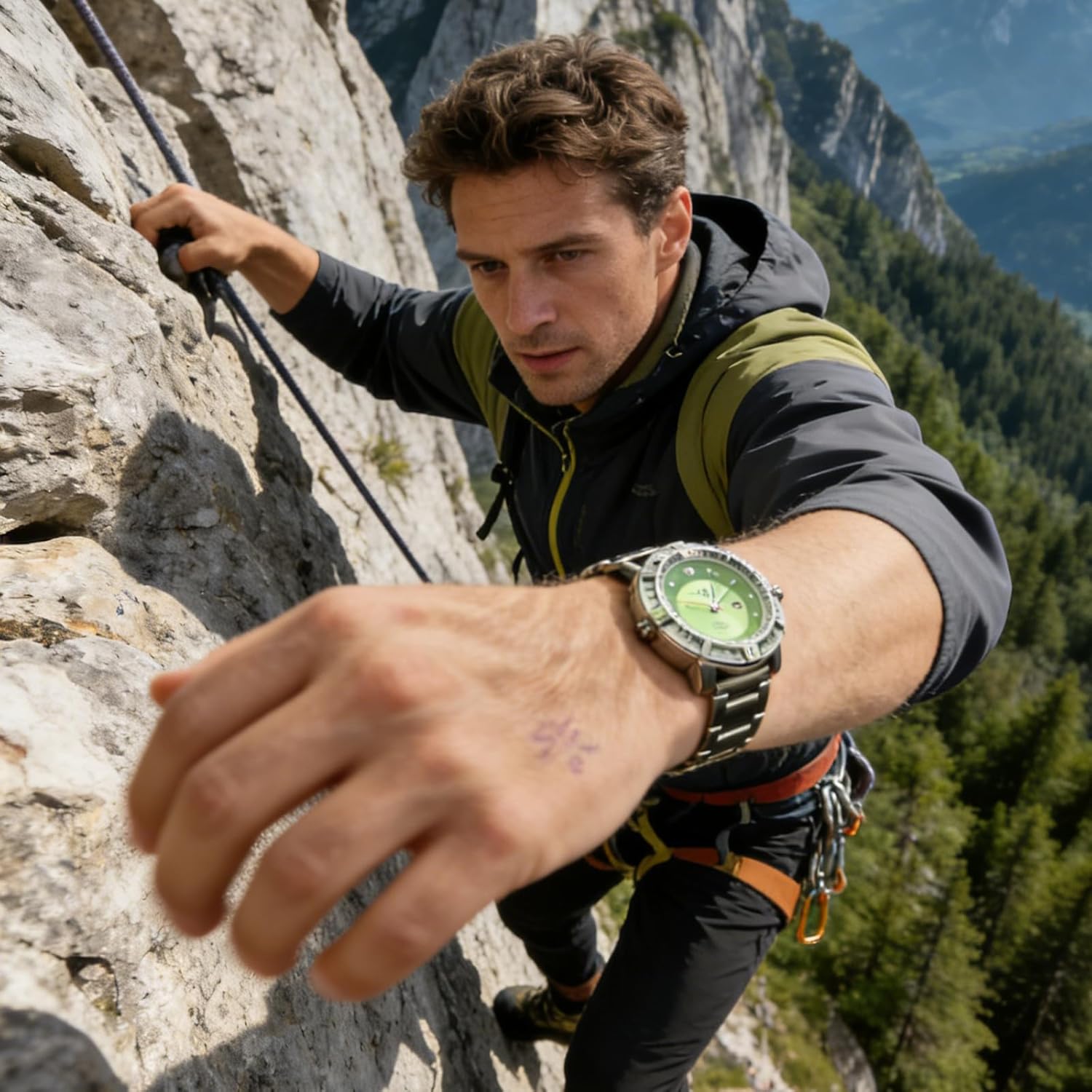 Juntan Stainless Steel Watch Band Heavy Duty Brushed Finish Metal Watch Strap 20mm 22mm 24mm Double Buckle Bracelet Silver Replacement Band