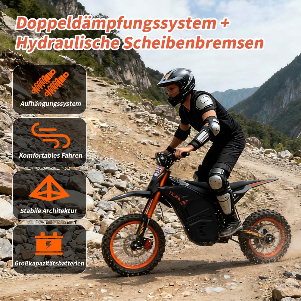 Yiqifa Hohe Leistung, Elektrisches Motorrad,Elektro Motorrad Kinder ab 13 Jahre,Scheibenbremsen, Max 120kg
