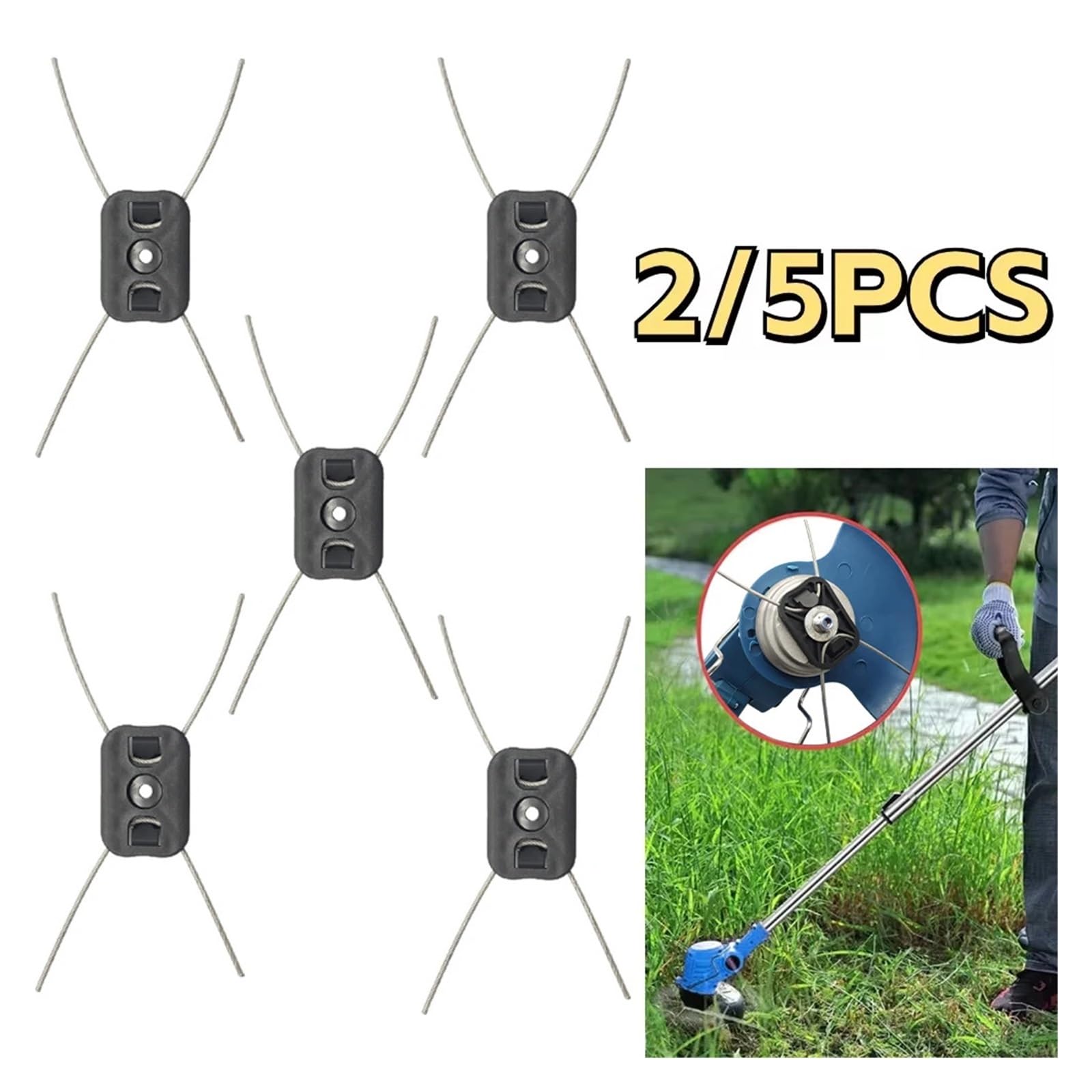 Głowica podkaszarki żyłkowej elektryczna głowica do chwastów wymienna głowica żyłkowa żyłka stalowa głowica trymera do bezprzewodowych podkaszarki do trawy(5Pcs)