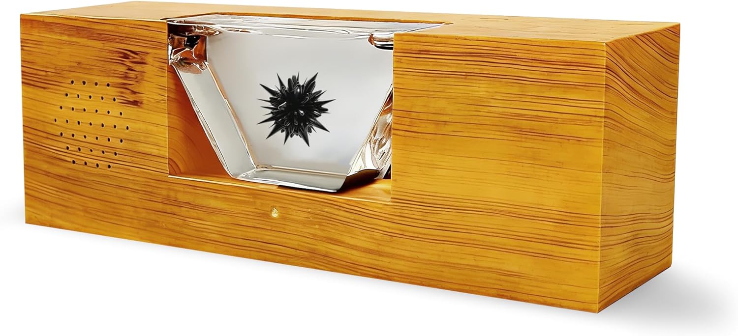Dancing Dancing Ferrofluid with Bluetooth Speaker, Brown Walnut Wood Sci-Fi Desktop Bluetooth Speaker, Cool Magnetic Liquid Ferrofluid Display with Music, Audio Visual Ferrofluid Desk Gifts