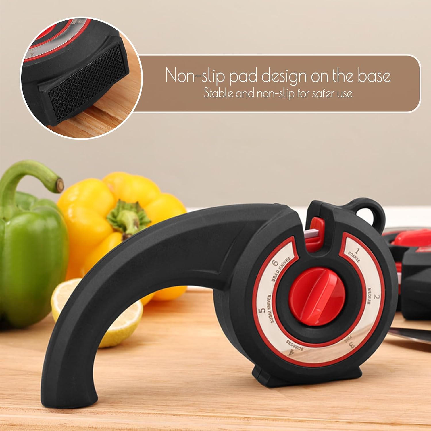 Knife Sharpener Stone,Scissor Sharpener with 6-Stage Tungsten and Ceramic