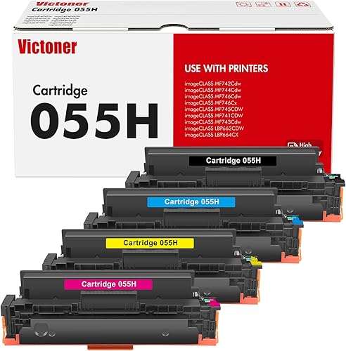 Juego de cartuchos de tóner 055H 055 4 unidades de repuesto compatibles para Canon 055H 055 para impresora Canon Color ImageCLASS MF743Cdw MF741Cdw
