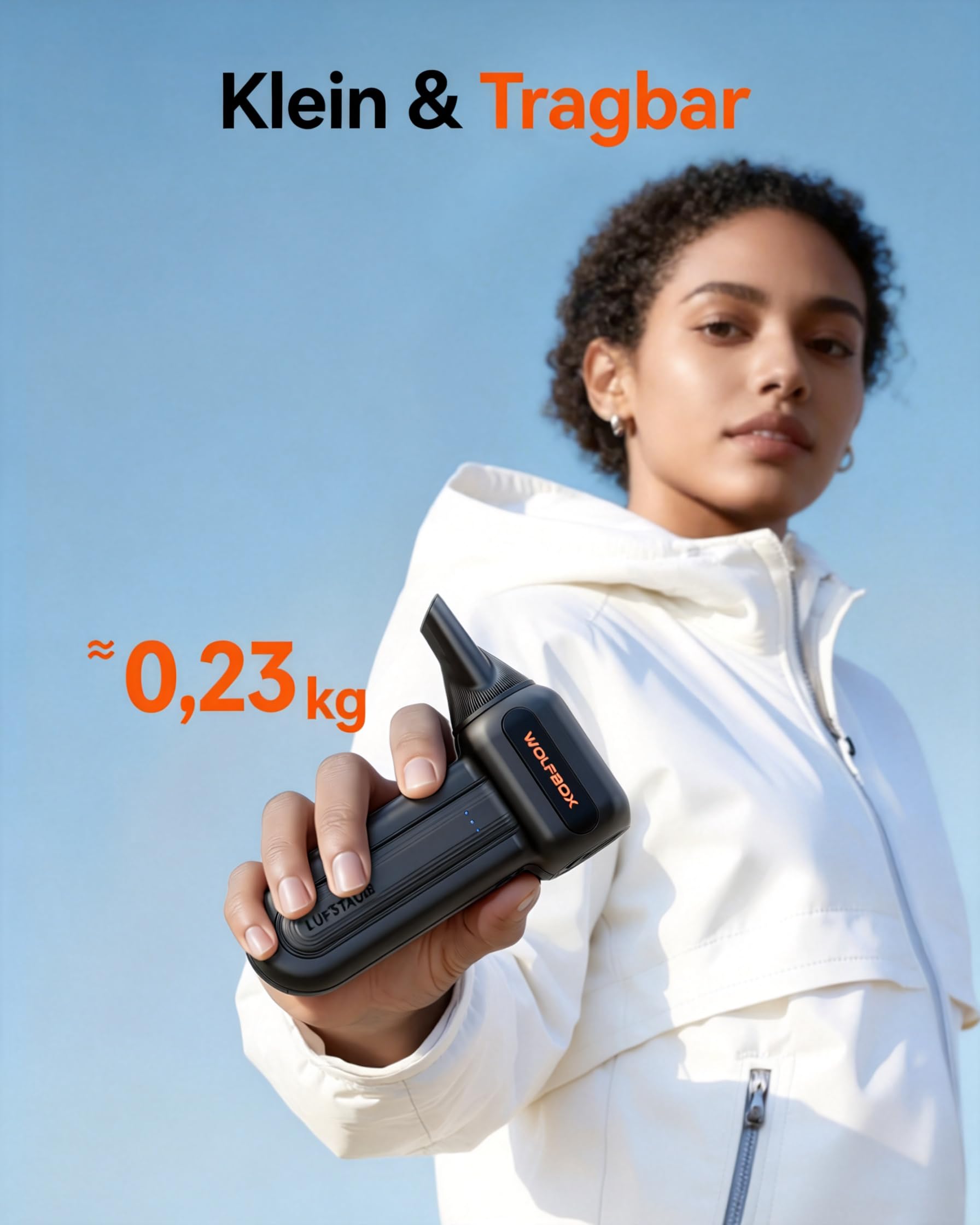 WOLFBOX MF60 Elektrisches Staubgebläse 110000 RPM, Kabelloser Air Duster mit Akku, 3-Gang Mini Gebläse, PC Reinigungsset