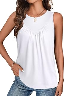 Tank Top for Women Crewneck Trendy Summer Fall Casual Sleeveless Shirts Loose Fit Beach Vacation Workout Clothes