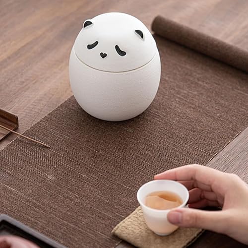 Miniatura 2 de DECHOUS Tarro sellado de té Panda Tarro de almacenamiento de cerámica Accesorio para el hogar, tarros de almacenamiento chinos, tapa de bambú,