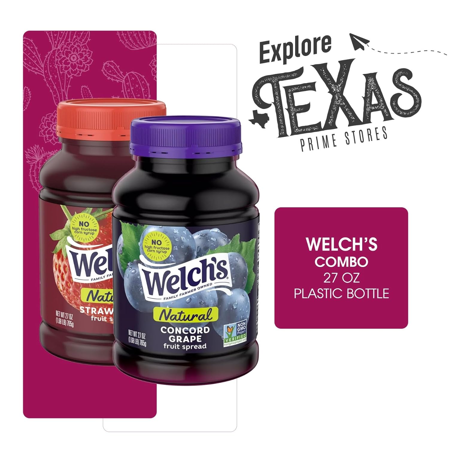 Welch's - Lavinia Essentials Bundle: Collection Spread 4-Pack of Natural Fruit Spread Gluten Free 27oz Plastic Jar + 1 Utility Prop