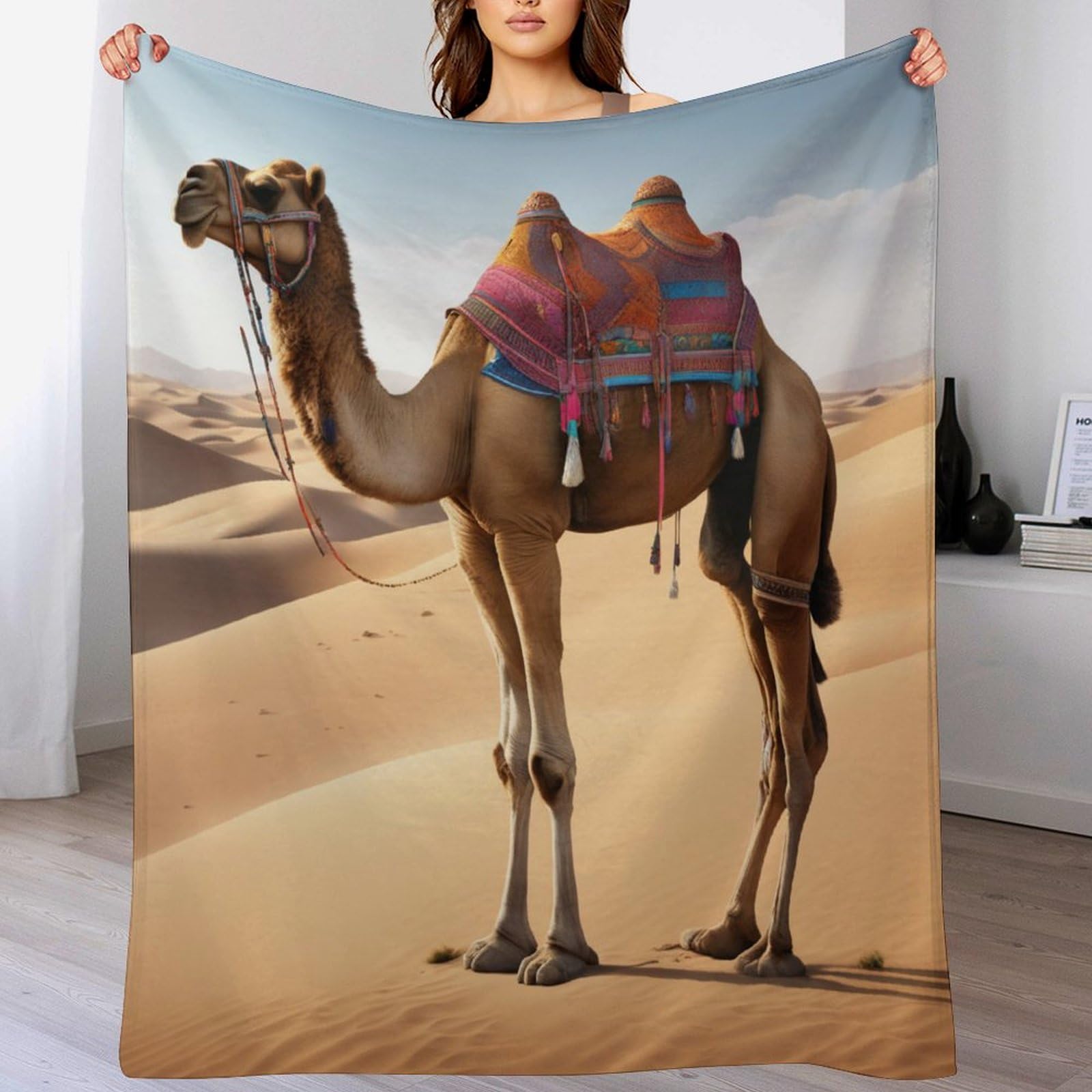 Couverture de salon chameau en flanelle pour des soirées cocooning