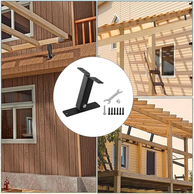 Kit de soportes elevadores para techo de alta resistencia, ajustables en acero inoxidable con recubrimiento negro para instalación en pérgolas, cenadores y estructuras de madera (1 unidad) miniatura 6
