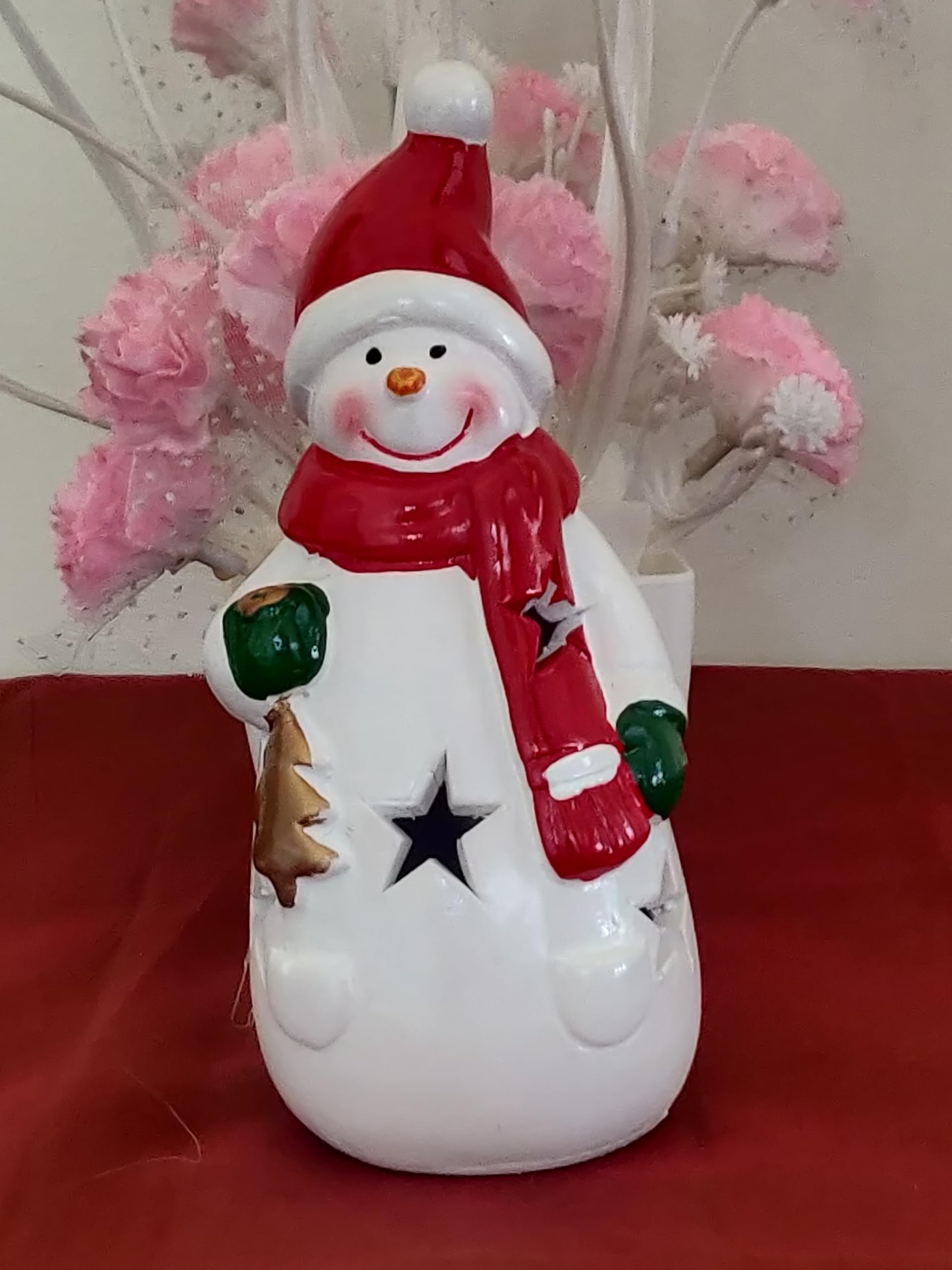 Breeze Handicrafts Ceramic Santa Claus Father Christmas Ornament Decorative showpiece for Crib Set Xmas Gift A139 (Santa with Scarf)