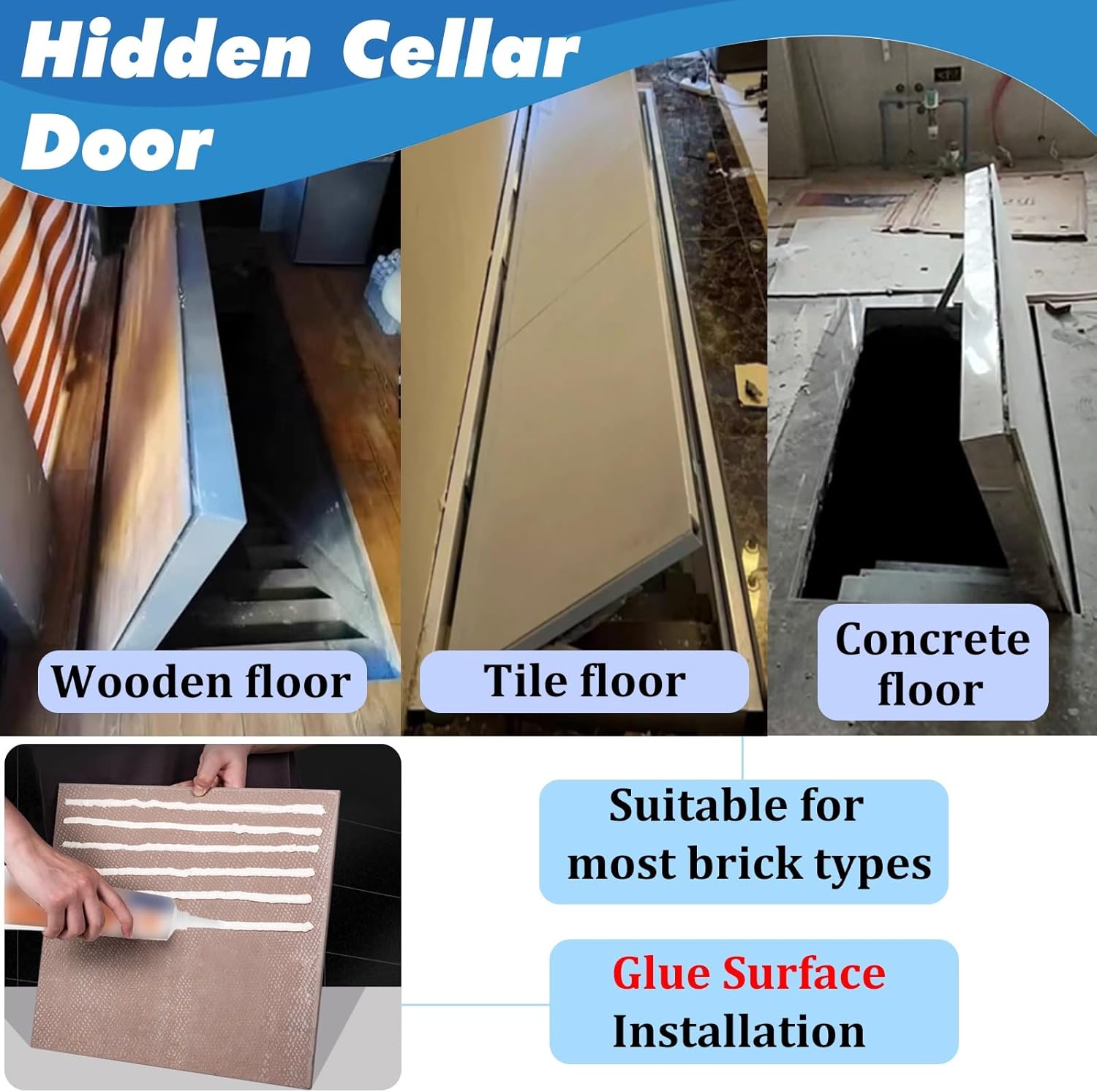 Heavy Duty Flush Floor Hatch - Removable Maintenance Storage Cover with Suction Cup Opener & Inner Handle for Crawl Space Access