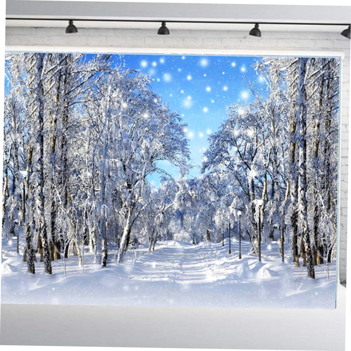 HOMSFOU 4pezzi Sfondo Fotografico Invernale Alberi Per Decorazioni Natalizie Per Cabine Photobooth e Festività Di Natale Atmosfera Magica Per Eventi e Ritratti Infanzia